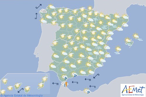 Hoy en España posibilidad de chubascos en el área del Estrecho y Melilla estable en el resto