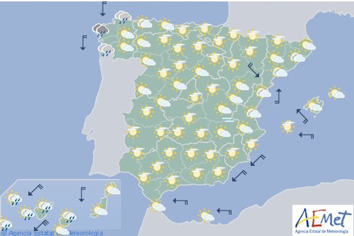 En España hoy un frente atlántico afectará al tercio norte con cielos cubiertos y precipitaciones en Galicia