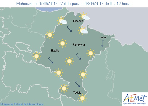 Hoy en Navarra poco nuboso o despejado con temperaturas máximas en ascenso