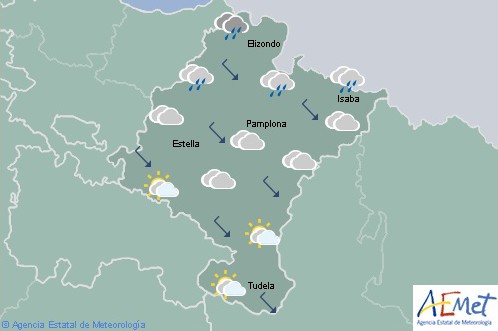 Hoy en Navarra chubascos en el norte y vertiente cantábrica con temperaturas mínimas en descenso