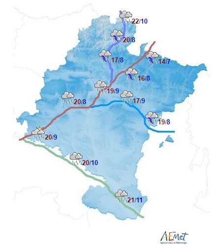 En Navarra lluvias débiles y chubascos con temperaturas en descenso