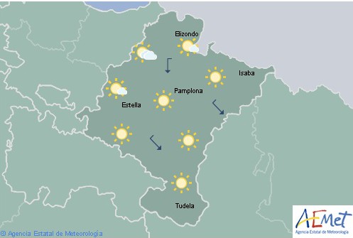 En Navarra poco nuboso o despejado con intervalos de nubes bajas