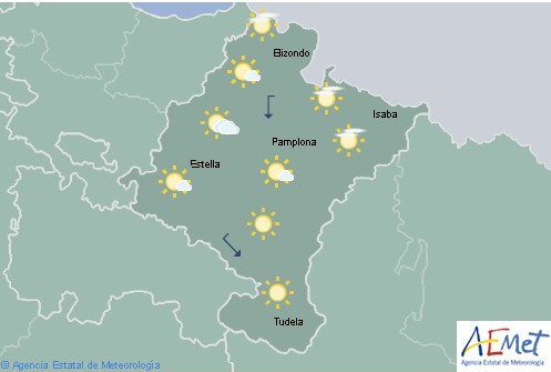En Navarra nubes  bajas al principio quedando en poco nuboso o despejado