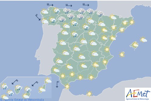 Hoy en España descenso notable de las temperaturas en Galicia, Cantábrico y alto Ebro