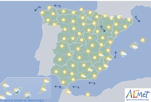 Hoy en España tiempo estable con cielos poco nubosos o despejados