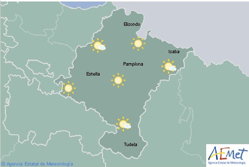 En Navarra cielo poco nuboso o despejado, heladas en el Pirineo
