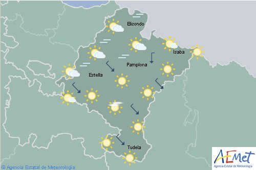 En Navarra cielo poco nuboso o despejado, temperaturas máximas sin cambios