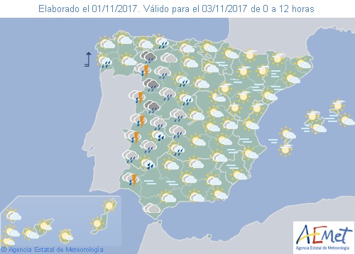 Hoy en España precipitaciones fuertes en el Sistema Central, Andalucía y Pirineos