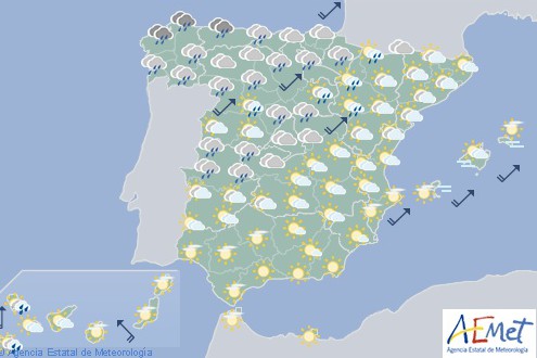 Hoy en España precipitaciones en la mitad noroeste, fuerte y persistentes en Galicia