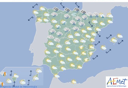 En España fuertes tormentas en Canarias, la cota de nieve bajando a 900 m.