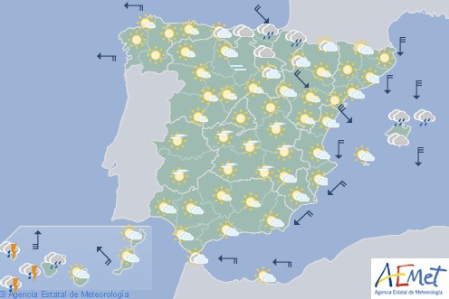 Hoy en España bajada notable de temperaturas en Baleares, Pirineos y área de Levante