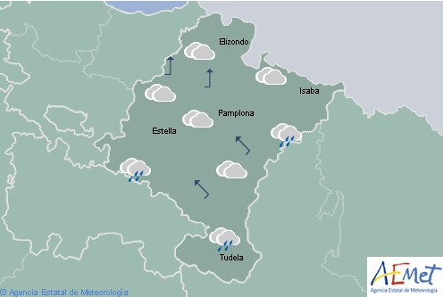 Cielo cubierto en Navarra lluvias y chubascos generalizados por la tarde