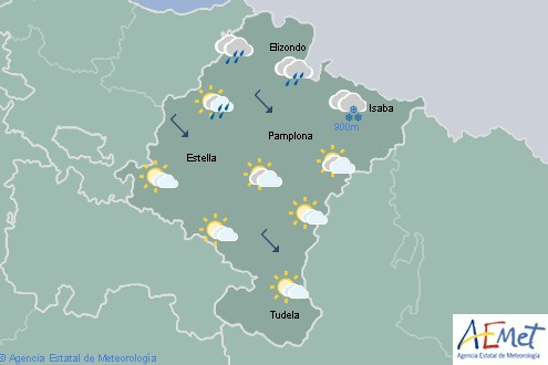 Nuboso con precipitaciones que irán remitiendo en el noroeste de Navarra y Pirineos