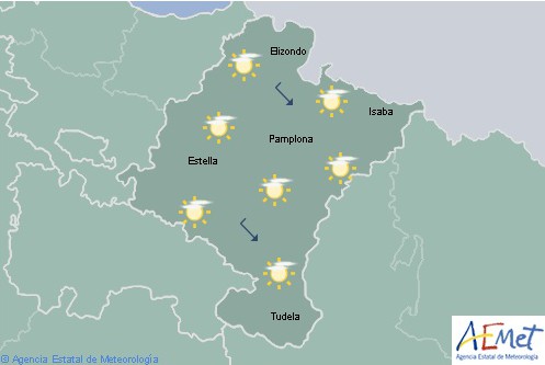 Intervalos de nubes altas en Navarra con temperaturas mínimas en descenso