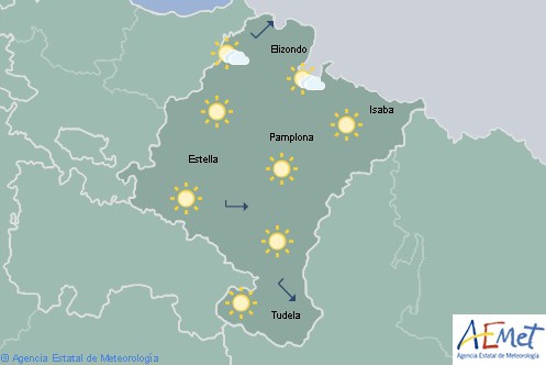 En Navarra poco nuboso o despejado lluvias en el noroeste y Pirineos al final del día