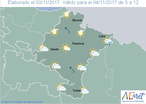 Hoy en Navarra intervalos de nubes aumentando por la tarde con lluvias y chubascos