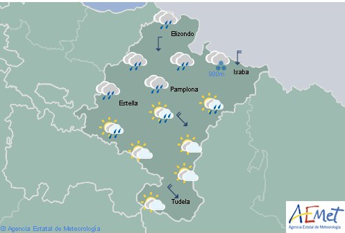 En Navarra lluvias y precipitaciones remitiendo por la tarde, la cota de nieve en 800 metros