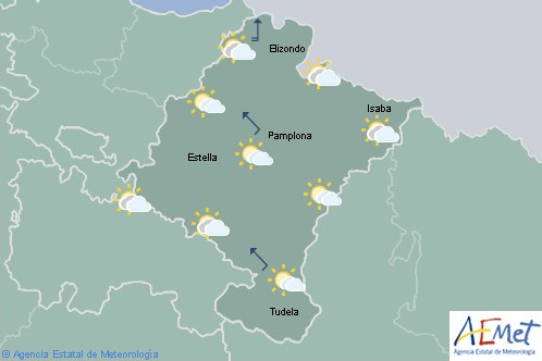 Nubes altas y medias en Navarra con temperaturas mínimas en ascenso