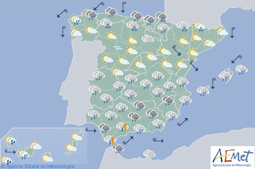 Hoy en España precipitaciones en el litoral cantábrico con cota de nieve bajando a 600 m.