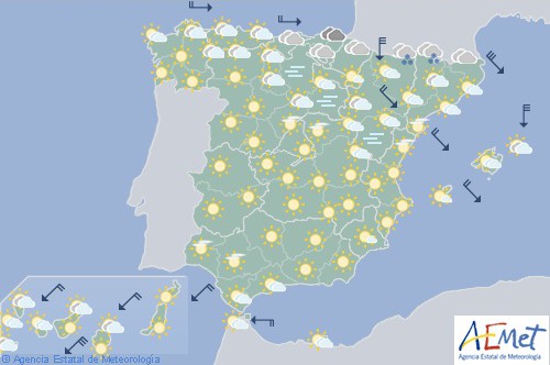 Hoy en España subirán las temperaturas y estará poco nuboso en general