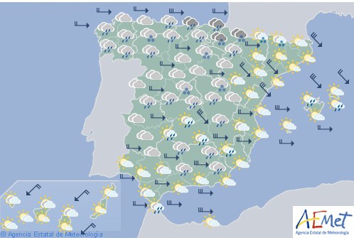 Hoy en España temperaturas diurnas en ascenso en la mayor parte de la Península