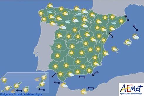 Hoy en España predominio de cielo poco nuboso y temperaturas nocturnas bajas