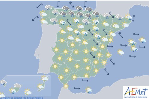Hoy en España nevadas en el norte y en Mallorca, temperaturas bajas en el interior