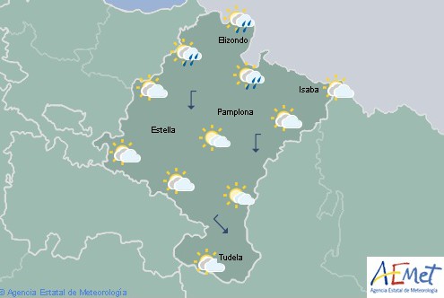 En Navarra cielo nuboso tendiendo a poco nuboso o despejado