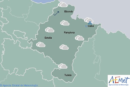 Nuboso con lluvias débiles, cota de nieve a 1000 metros, hoy en Navarra