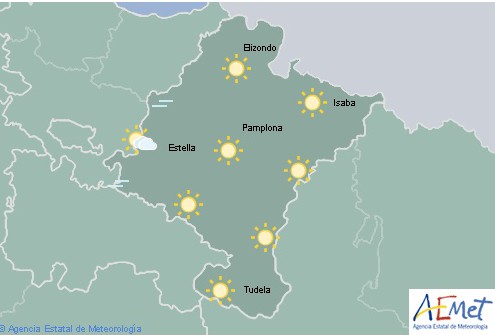 Poco nuboso en Navarra con temperaturas mínimas en descenso