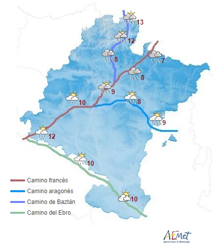 Cielo cubierto en Navarra con lluvias y chubascos, más débiles en el suroeste