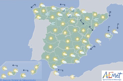 Hoy en España nuboso en el Cantábrico oriental con viento fuerte en Gerona y Menorca