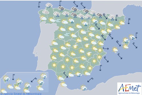 Hoy en España precipitaciones en el litoral Cantábrico oriental, temperaturas en descenso