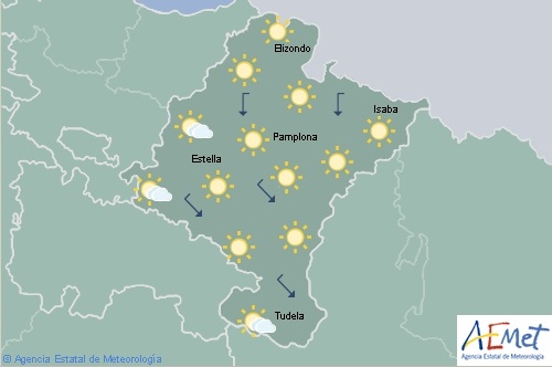 Poco nuboso o despejado, temperaturas máximas en ascenso