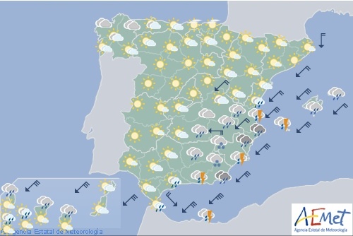 Hoy en España, lluvias fuertes en el Levante, Andalucía oriental y Estrecho