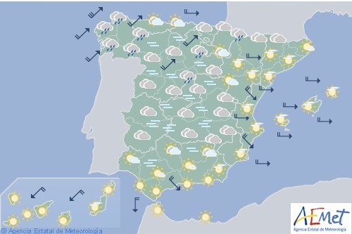Hoy en España predominio de cielo nuboso con precipitaciones en el noroeste