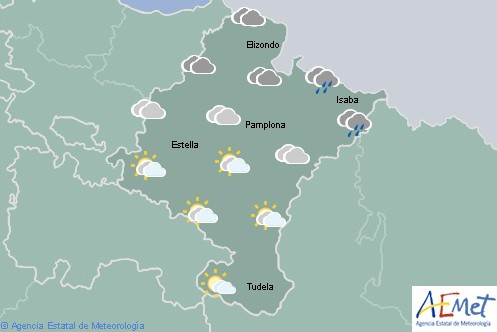 En Navarra temperaturas en aumento con precipitaciones en vertiente cantábrica
