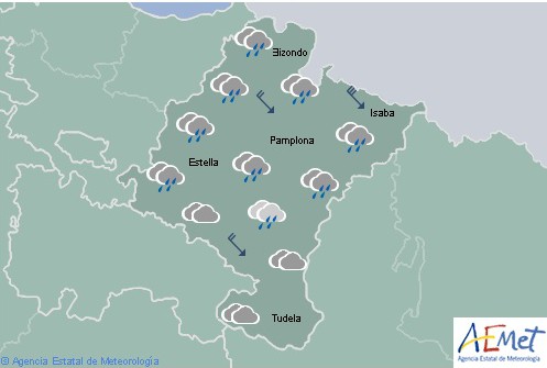 En Navarra nuboso o cubierto con aperturas en el sur, rachas de viento del noroeste