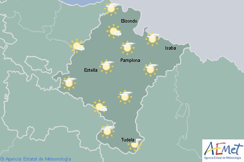 Cielo poco nuboso con temperaturas máximas en ligero ascenso en Navarra