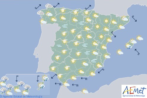 Hoy en España, Cielos poco nubosos y temperaturas mínimas en descenso