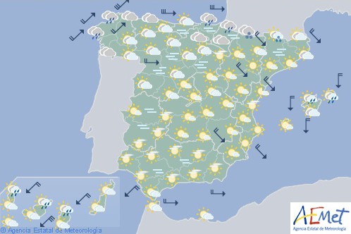 Hoy en España, nuboso o cubierto con precipitaciones en el Cantábrico oriental y Pirineos