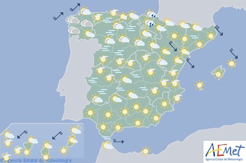 Hoy en España, temperaturas en descenso en el área mediterránea y el cuadrante noroeste