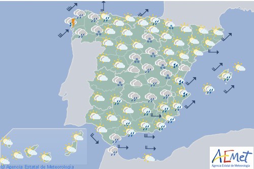 Hoy en España precipitaciones generalizadas con nieve en la montaña del tercio noroeste