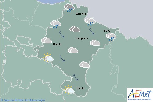 En Navarra nuboso con precipitaciones en el extremo norte y Pirineo
