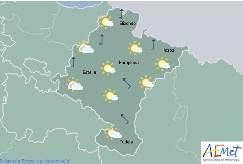 En Navarra de nuboso a intervalos de nubes altas, temperaturas mínimas en descenso