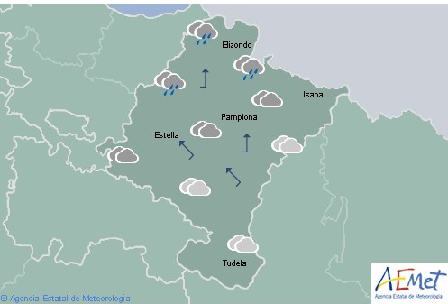 En Navarra precipitaciones en vertiente cantábrica, cota nieve desciende a 900-100 metros