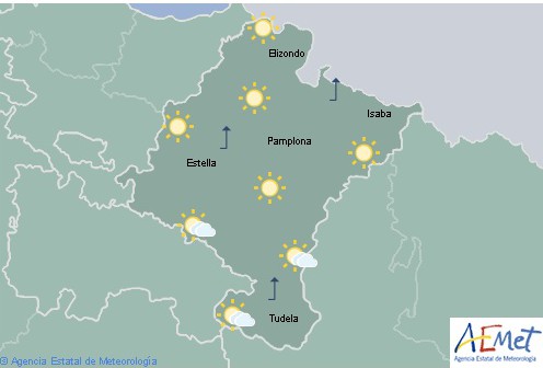 En Navarra cielo nuboso o despejado, temperaturas máximas sin cambios