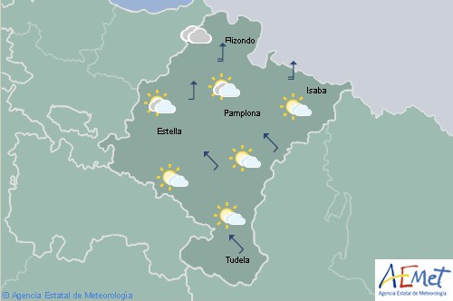 En Navarra descenso de temperaturas, cielo tendiendo a nuboso con lluvias que se extenderán a la Ribera