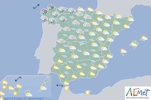 Cielo nuboso en toda España y cota de nieve por encima de los 2.000 metros