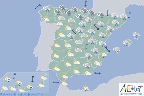 Hoy en España, nieve en amplias zonas del país y descenso acusado de las mínimas